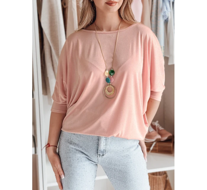 Dámská máslová halenka oversize s přívěskem LUZVIA powder pink FashionStreet RY2774