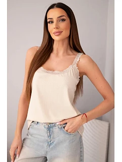 Dámská halenka na ramínkách s krajkovým model 22040150 béžová - K-Fashion