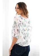 Dámská halenka s květinovým vzorem a vázáním dole tmavě mátová Dámská halenka s květinovým vzorem a vázáním dole tmavě mátová