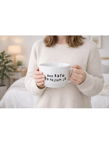 BEZ KAFE TO NEJSEM JÁ - MEGA XXL keramický hrnek 1000 ml BEZ KAFE TO NEJSEM JÁ - MEGA XXL keramický hrnek 1000 ml