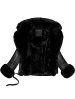 Dámská bunda ramoneska s kožešinovým límcem (61M8507-392A) černá - Goodlooking