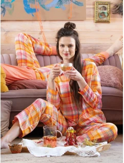 Pyžamo Key LNS 473 B24 Flanelové dlouhé/r S-XL rozepínací