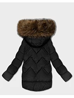 zimowa kurtka damska z kapturem czarna model 21783443 - HAPPY HOUSE