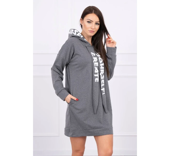 Oversize šaty s kapucí v grafitové barvě Oversize šaty s kapucí v grafitové barvě