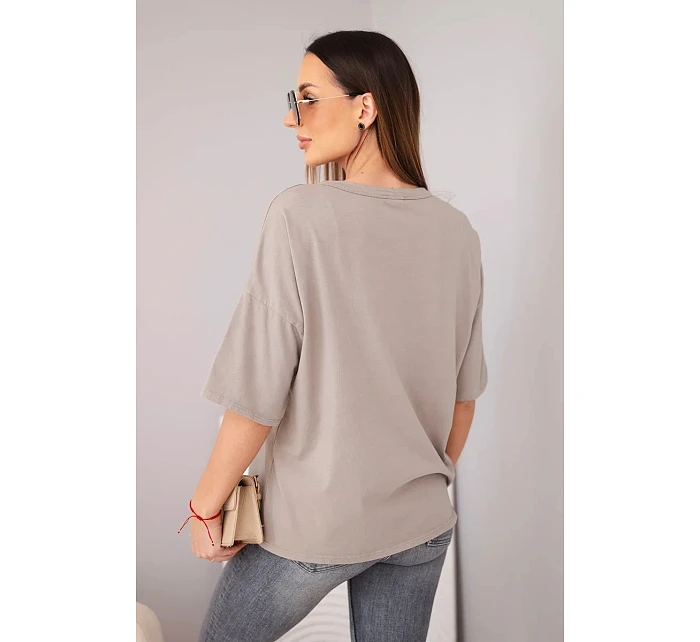 Dámská bavlněná oversize halenka s potiskem  fango model 22040092 - K-Fashion