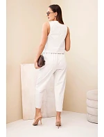 Dámský elegantní komplet s vestou na knoflíky a kalhotami béžový