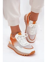 Kožené Sportovní Boty S Dámské  Oranžové model 21691274 - VINCEZA