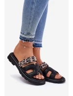 Kožené Dámské Sandály S Páskem Leopard Vinceza 66769 Černé