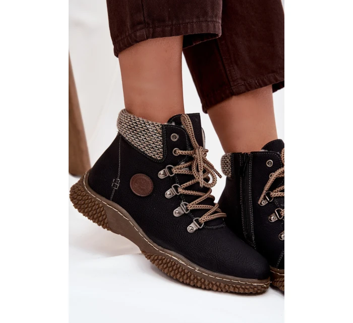 Zateplené kotníkové boty trapery dámské černé model 21714493 - Boto