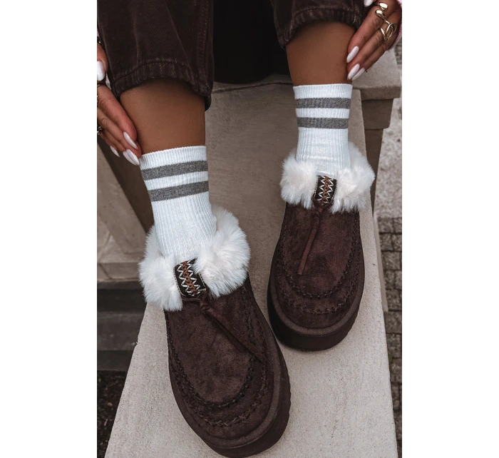 Dámské sněhule s kožíškem na platformě čokoládové model 21714860 - Boto Dámské sněhule s kožíškem na platformě čokoládové model 21714860 - Boto
