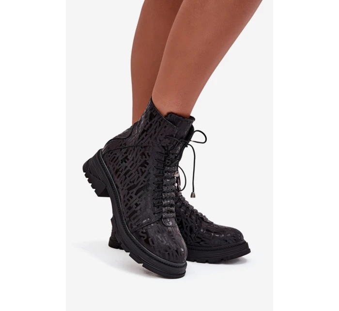 Dámské workery s dekorativním detailem – teplé, černé Dorialine Dámské workery s dekorativním detailem – teplé, černé Dorialine