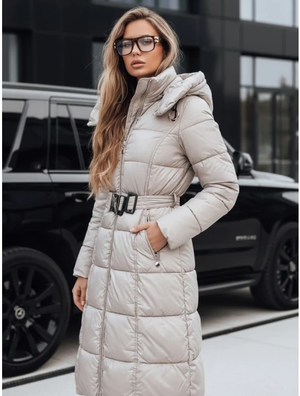 Dámská prošívaná zimní bunda s kapucí FashionStreet béžová TY5490