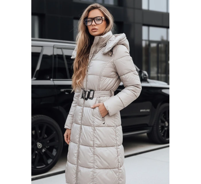 Dámská prošívaná zimní bunda s kapucí FashionStreet béžová TY5490