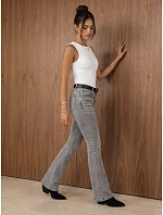 Dámské džíny s vysokým pasem a páskem, střih bootcut, šedé, FashionStreet UY3178