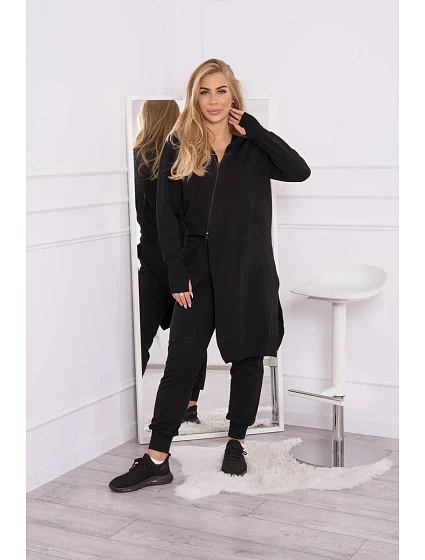 Souprava mikiny s delší model 18749182 černá - K-Fashion Souprava mikiny s delší model 18749182 černá - K-Fashion