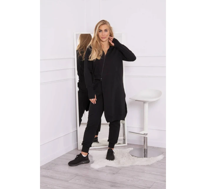 Souprava mikiny s delší stranou černá