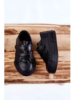Dětské kožené tenisky na suchý zip BIG STAR model 21594834 Černá - Big Star Shoes