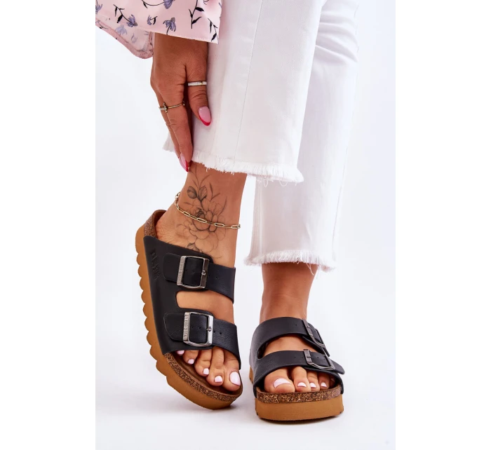 Klasické dámské pantofle Big Star model 21610501 Černé - Big Star Shoes Klasické dámské pantofle Big Star model 21610501 Černé - Big Star Shoes