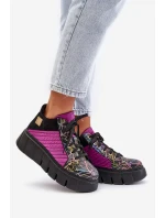 Kožené sneakersy na platformě fuchsie Maciejka 06767-15