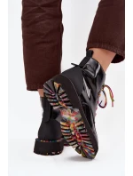 Kožené lakované dámské kotníkové boty Artiker 57C0064 Černé