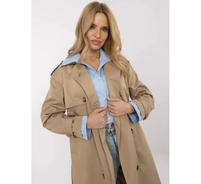 Płaszcz NM PL ciemny bezowy model 20989495 - FPrice Płaszcz NM PL ciemny bezowy model 20989495 - FPrice