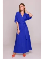 Viskózové maxi šaty se vzorem modré model 21154690 - STYLOVE