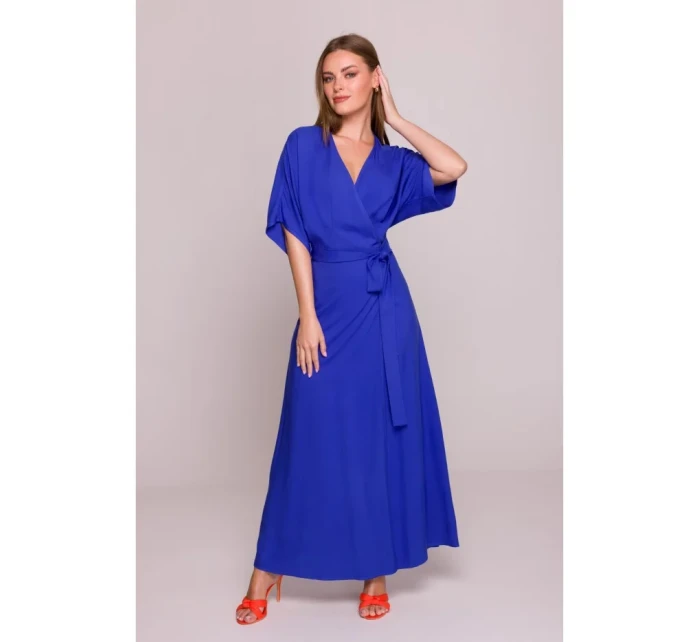 Viskózové maxi šaty se vzorem modré model 21154690 - STYLOVE