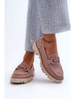 Semišové dámské mokasíny s ozdobou D&A Pink Semišové dámské mokasíny s ozdobou D&A Pink