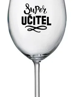 SUPER UČITEL - čirá sklenice na víno 350 ml 