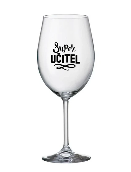 SUPER UČITEL - čirá sklenice na víno 350 ml 