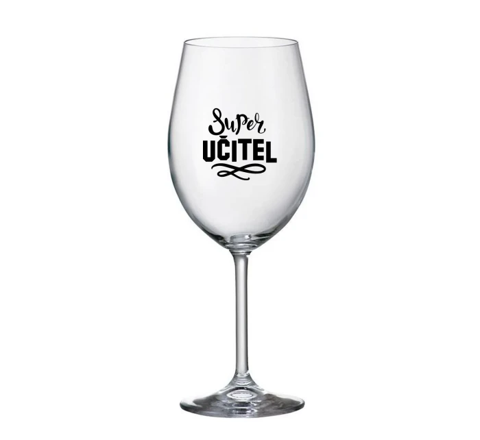 SUPER UČITEL - čirá sklenice na víno 350 ml 