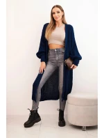 Dlouhý kardigan model 21722982 svetr tmavě modrý - Kesi Dlouhý kardigan model 21722982 svetr tmavě modrý - Kesi