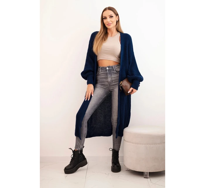 Dlouhý kardigan model 21722982 svetr tmavě modrý - Kesi Dlouhý kardigan model 21722982 svetr tmavě modrý - Kesi