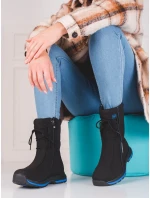 Komfortní trekingové boty černé dámské bez podpatku Komfortní trekingové boty černé dámské bez podpatku