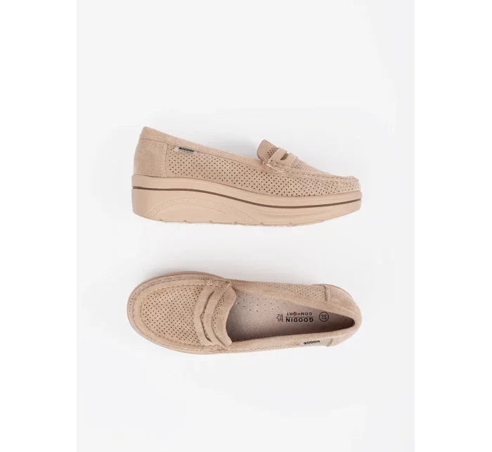 Krásné dámské hnědé  mokasíny platforma