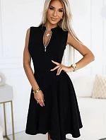 573-1 Červené šaty se zipem vpředu - BLACK