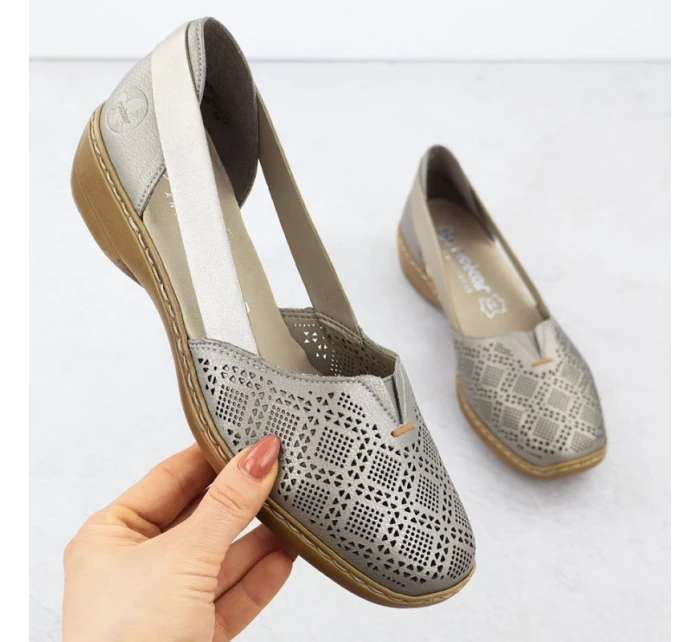 Dámská kožená prolamovaná pohodlná obuv lila Rieker 41351-90