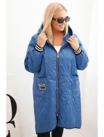 Dámská bunda Plus Size prošívaná s kapucí a manžetami světlá model 21439196 - K-Fashion