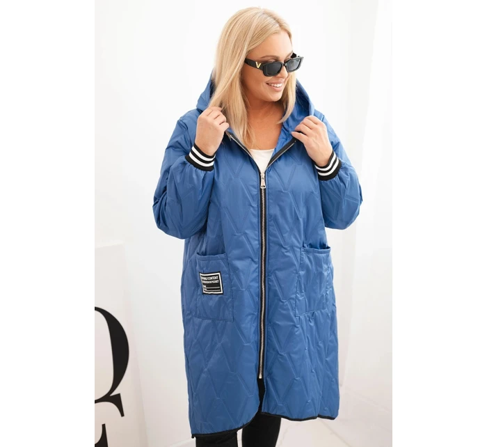 Dámská bunda Plus Size prošívaná s kapucí a manžetami světlá model 21439196 - K-Fashion