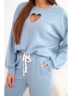 Dámský komplet s máslem a výřezem ve tvaru srdce džínový Dámský komplet s máslem a výřezem ve tvaru srdce džínový