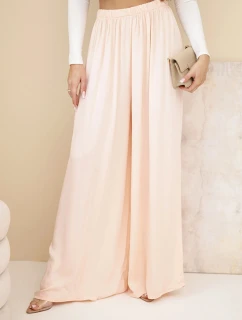 Dámské viskózové široké kalhoty s gumou v pase meruňkové