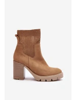 Dámské kůží síťované boty na podpatku Camel Lewski 3386 Dámské kůží síťované boty na podpatku Camel Lewski 3386