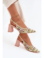 Sandály S Pletením Na Podpatku Růžové model 21699997 - Boto Sandály S Pletením Na Podpatku Růžové model 21699997 - Boto