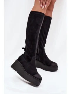 Dámské  Kolena Na Platformě A Klínu Černé model 21707958 - VINCEZA