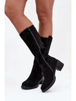 Dámské kozačky na Eko semiš černé model 21747873 - Boto Dámské kozačky na Eko semiš černé model 21747873 - Boto