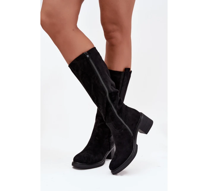 Dámské kozačky na Eko semiš černé model 21747873 - Boto Dámské kozačky na Eko semiš černé model 21747873 - Boto