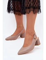 Dámské sandály s  na podpatku  Taupe model 22221087 - Zazoo