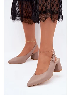 Dámské sandály s  na podpatku  Taupe model 22221087 - Zazoo