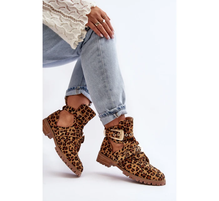 Dámské Kotníkové Boty Lu Boo Semišové s vykrojením Leopard Rock Girl Dámské Kotníkové Boty Lu Boo Semišové s vykrojením Leopard Rock Girl