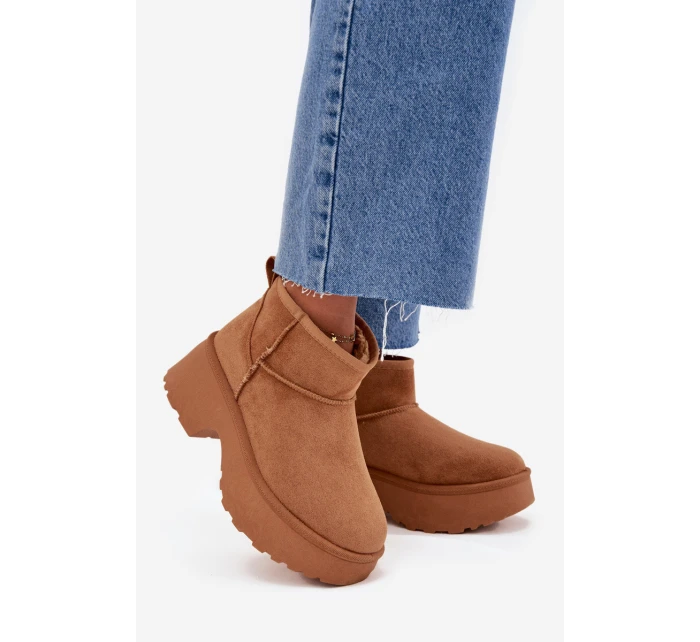 Dámské nízké sněhule Mavelle s kožíškem – camel Dámské nízké sněhule Mavelle s kožíškem – camel